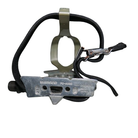 Vintage Shimano PD-A550 Pedals Set with Toe Clips and Straps 9/16" Pair Japan - Picture 9 of 13